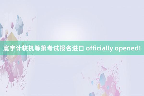 寰宇计较机等第考试报名进口 officially opened!